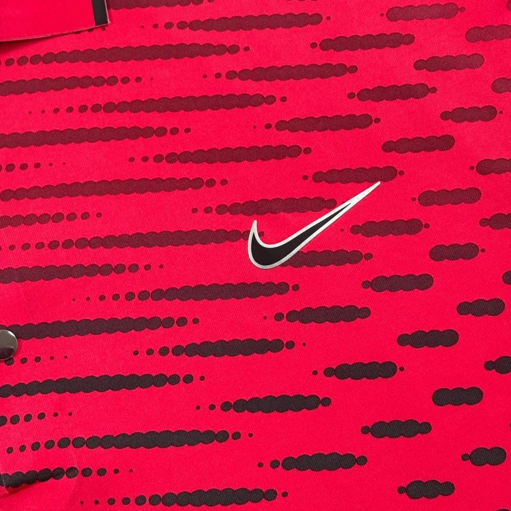 Nike Tiger Woods Collection Dri-FIT Golf Polo Shirt Red Black XL Geometric Print